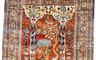 Antique Persian Silk Heriz Rug
