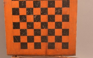 Antique Wooden Game Board and Slide-Lid Box.