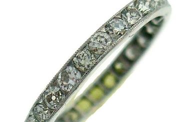 Art Deco Diamond Platinum ETERNITY BAND RING WEDDING