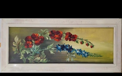 Artist Signed Oil On Canvas Floral Painting