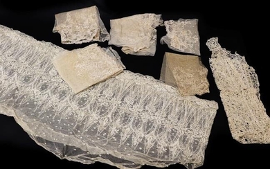 Assorted Mainly Early 20th Century Lace, including seven Carrickmacross lace...