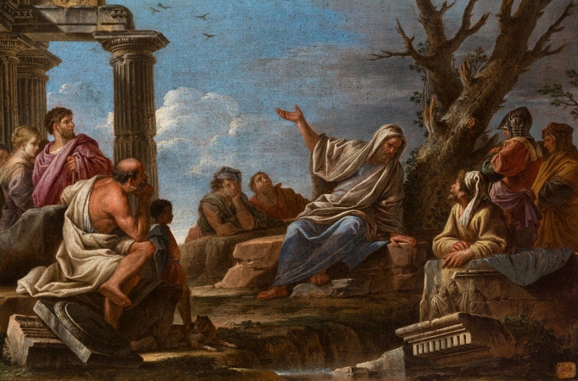 Attribué à GIOVANNI PAOLO PANINI (Piacenza, Emilia-Romagna, 1691 - Rome, 1765). "Saint Paul dans l'aréopage...
