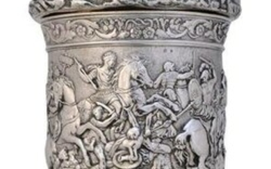 Austrian Sterling Silver Covered Chalice with Roman Scene