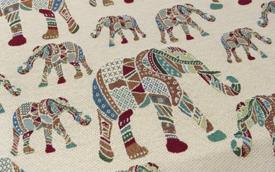 Awesome Gobelin fabric of the highest quality - elephant pattern patchwork - 5.20 x 1.40 METERS !!! - Textile - 5.2 m - 1.4 m