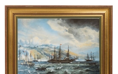 BING & GROENDAHL Porzellanbild 'Fregatten Jylland', 20. Jh.