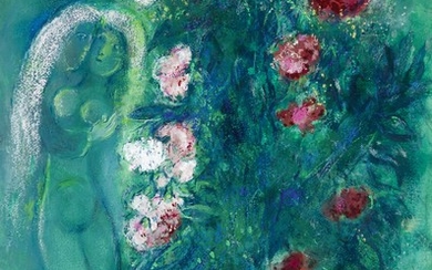BOUQUETS D'ŒILLETS AUX AMOUREUX EN VERT, Marc Chagall