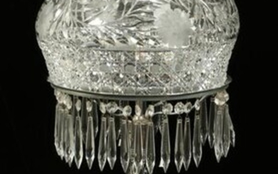 BRILLIANT CUT GLASS ALADIN LAMP, C. 1900, H 28"