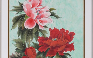 BRYAN YUNG, CHINESE/AMERICAN, VIRGINIA 1959-, PEONIES, Watercolor, Sight: 19 x 13 1/2 in. (48.3 x 34.3 cm.), Frame: 30 1/2 x 24 3/4 in. (77.5 x 62.9 cm.)