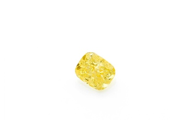 Bague ornée d'un diamant coussin Fancy Vivid Yellow de 3,04 carats monté en solitaire Accompagné...