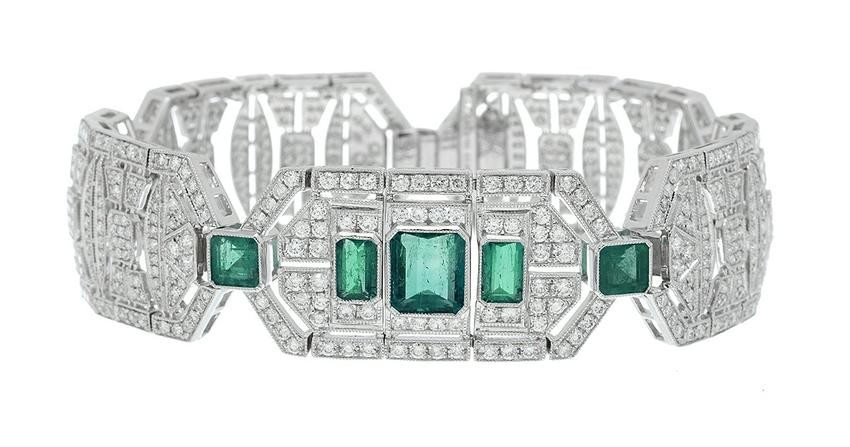 Beautiful Diamond and Emerald Bracelet