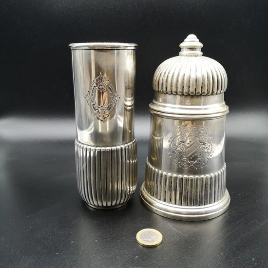 Beer mug, Cigar box (2) - .800 silver - Italy - mid 20th century