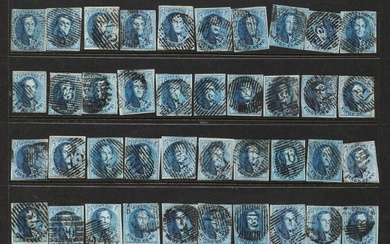 Belgium. 1849. Leopold, 20 c. blue. Lot with 100 uses copies [...