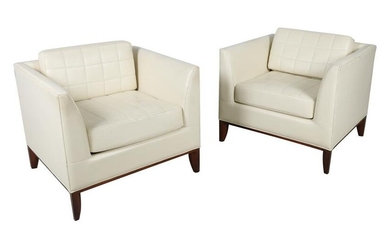 Bernhardt - Leather Club Chairs - Pair