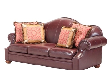 Bob Timberlake Three-Seat Leather Sofa with Nailhead Trim