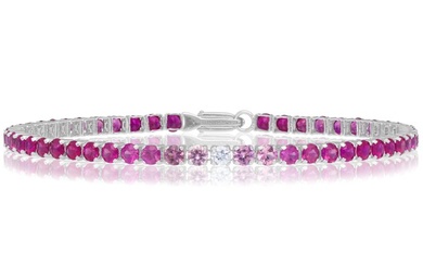 Bracelet - Platinum - Pink Sapphire - Diamond Cut - GRA Certified