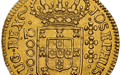 Brazil: , Jose I gold 2000 Reis 1771-(L) AU58 NGC,...