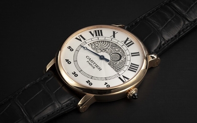 CARTIER, ROTONDE JOUR ET NUIT, A GOLD WRISTWATCH WITH HAND-ENGRAVED DAY AND NIGHT DISPLAY AND RETROGRADE MINUTES HAND
