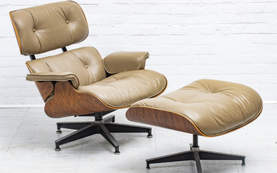 CHARLES & RAY EAMES, HERMAN MILLER ROSEWOOD CHAIR & OTTOMAN, 1978, 2 PCS, H 33", W 33" (CHAIR)