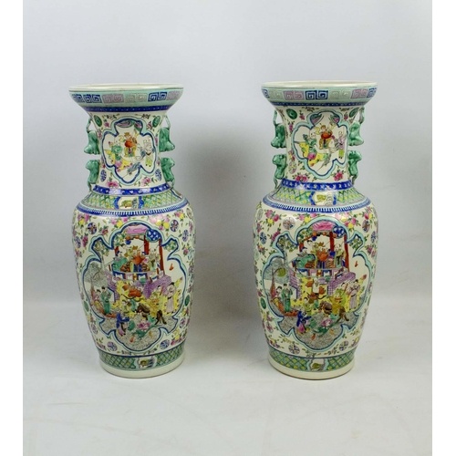 CHINESE VASES, a pair, famille verte, decorated with garden ...