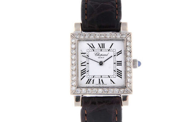 CHOPARD - a lady's 18ct white gold wrist watch.