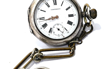 CORTEBERT. POCKET WATCH WITH TWO COVERS IN 800 SILVER. 19th-20th CENTURIES.