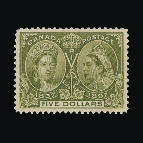 Canada : (SG 140) 1897 Jubilee $5 olive green fresh m.m., ex...