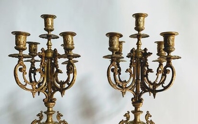 Candelabra (2) - Napoleon III Style - Bronze (gilt) - 19th century