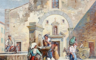 SOLD. Carl Budtz-Møller: “Ved Fontænen. Piana dei Greci (Sicilien)”. Signed C. Budtz-Møller. Oil on canvas. 77 x 63.5 cm. – Bruun Rasmussen Auctioneers of Fine Art