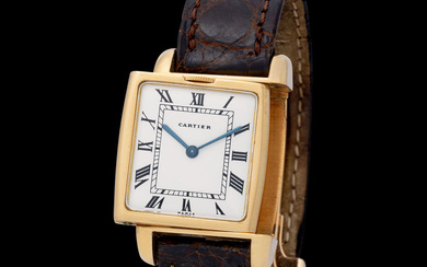 Cartier. Attractive and Rare, Reverso, Wristwatch in Yellow Gold, Two Independent Movements,...