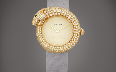 Cartier Panthère 1925, Reference 2309 | A yellow gold, diamond and emerald-set wristwatch, Circa 1997 | 卡地亞 | Panthère 1925 型號2309 | 黃金鑲鑽石及綠寶石腕錶，約1997年製