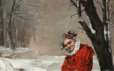 Casimir Lemaire (, French painter, 19th century) Jester warming himself by the...