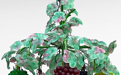 Cesare Toso - Murano - Chandelier - Pendant chandelier "Bacchus" Leaves and Grapes in real Murano glass Year 1960/1970 - Glass