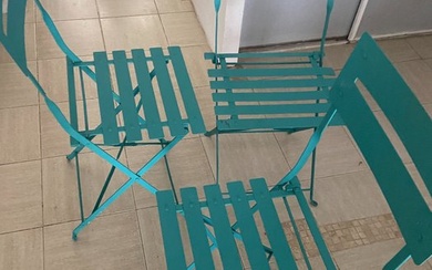 Chair - Iron (wrought), Three foldable iron chairs