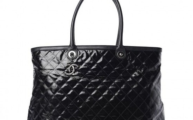 Chanel - Calfskin Coated Canvas Quilted Tote Black Clutch bag