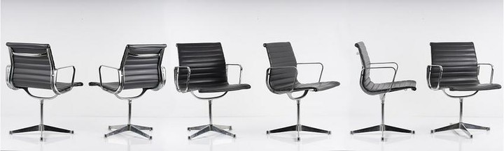 Charles Eames, 6 'Aluminium group' chairs, 1958