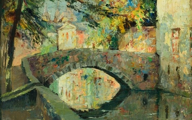 Charles Verbrugghe (1877-1974), the 'Paardenbrug' in Bruges, 25,5 x 26 cm