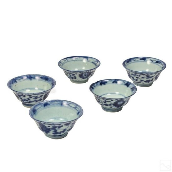 Chinese Antique Blue and White Wine Cups GROUP SET