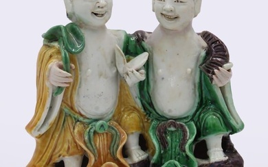 Chinese KangXi Famille Verte Hehe Exrian Figural