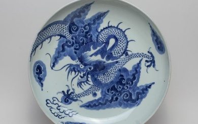 Chinese Porcelain Large Dragon Plate