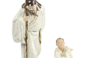 Chinese Republic porcelain set of two folk figures;