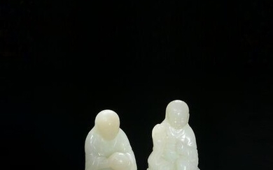 Chinese White Jade Carved Hehe Erxian Statue, 18th