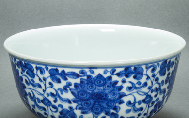 Chinese underglaze blue 'scrolling lotus' bowl