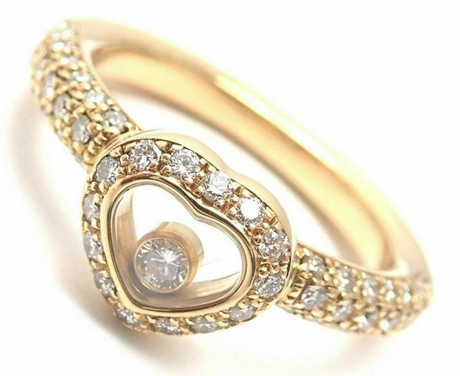 Chopard 18k Yellow Gold Diamond Happy Heart Band Ring