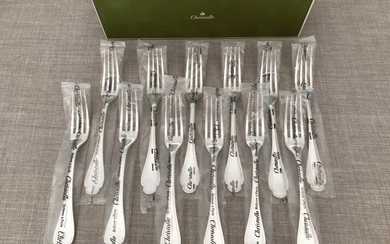 Christofle modèle Pompadour- Forks for dinner (12) - Silver plated