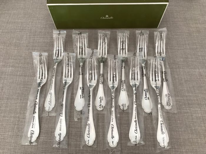 Christofle modèle Pompadour- Forks for dinner (12) - Silver plated