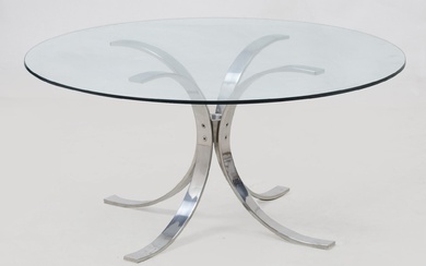 Circular steel and glass coffee table, Spain, c. 1990
