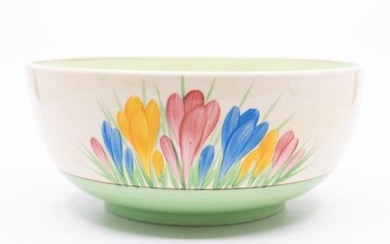 Clarice Cliff: A Spring Crocus pattern hand painted circular bowl...