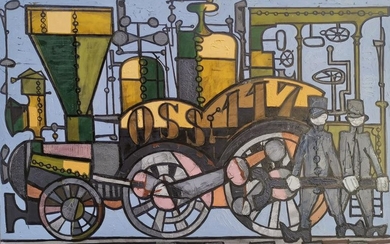 Claude Venard 1913-1999 (French) Locomotive, c.1950 oil
