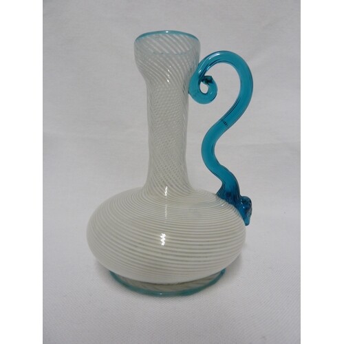 Clichy - a white swirl jug, of bottle form applied with elec...
