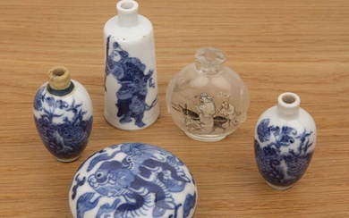 Collection of snuff bottles and ceramics Chinese, 19th Century comprising:...